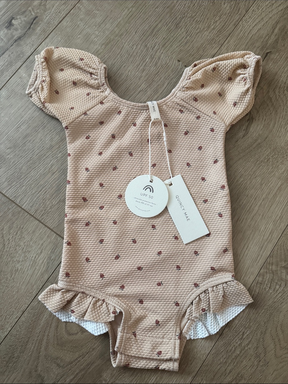 Quincy Mae Blush Pink Dot Ruffle One-Piece